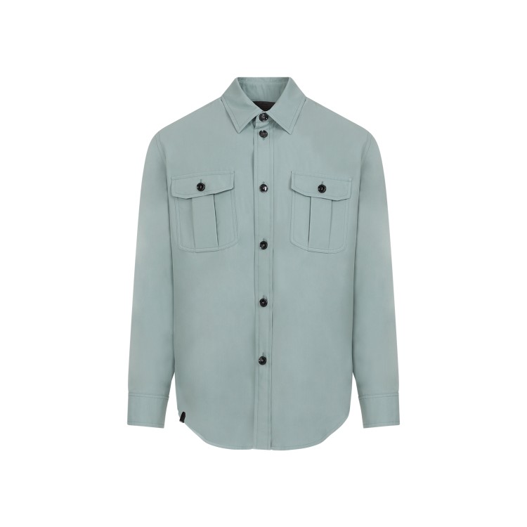 Shop Brioni Blue Water Silk Shirt In Grey