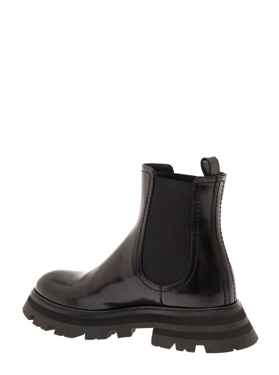 Shop Alexander Mcqueen Black Chelsea Boots With Elastic Inserts In Smooth Leather