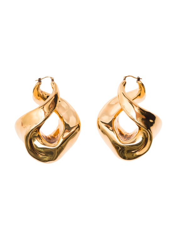 Shop Alexander Mcqueen Gold-colored Twisted Earrings In Brass In Not Applicable