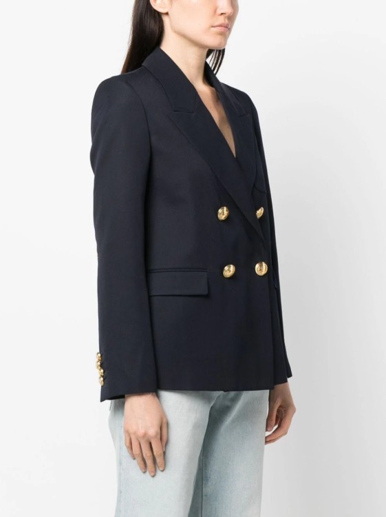 Shop Palm Angels Palm Embroidered Navy Blue Jacket In Black