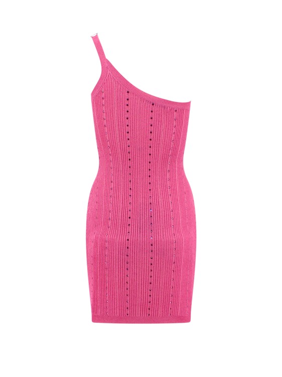 Shop Alessandra Rich Ribbed Mini Dress In Pink