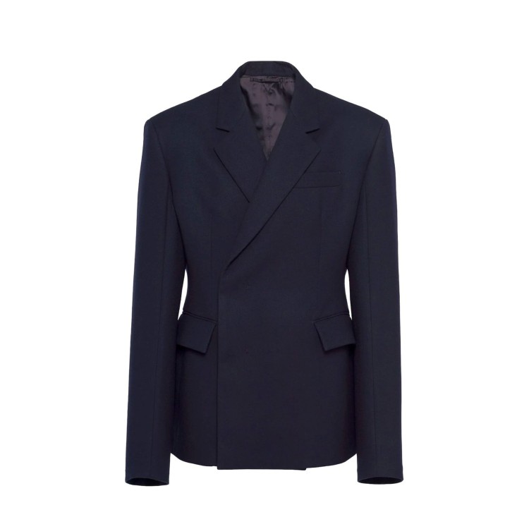 Shop Prada Blue Blazer Jacket In Black