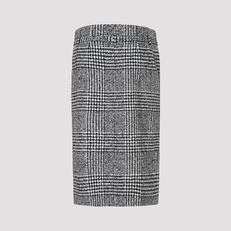 Shop Tom Ford Prince Of Wales Chalk Black Virgin Wool Skirt In Grey