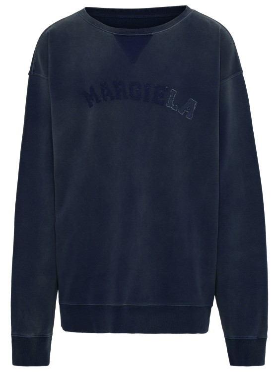 Shop Maison Margiela Organic Blue Cotton Sweatshirt In Black