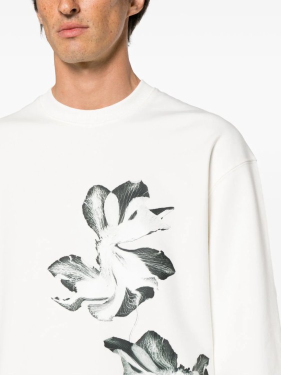Shop Y-3 White Floral Print Sweatshirt