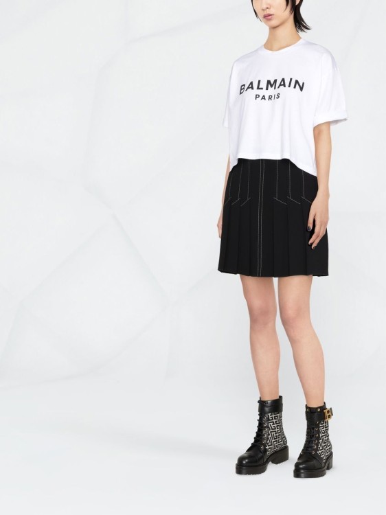 Shop Balmain Cropped Logo-print T-shirt In White