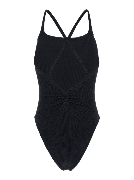 Shop Hunza G Bette' Black One-piece Swimsuit With Crisscross Straps In Stretch Fabric