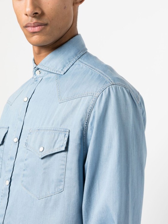 Shop Brunello Cucinelli Button-up Denim Shirt In Blue