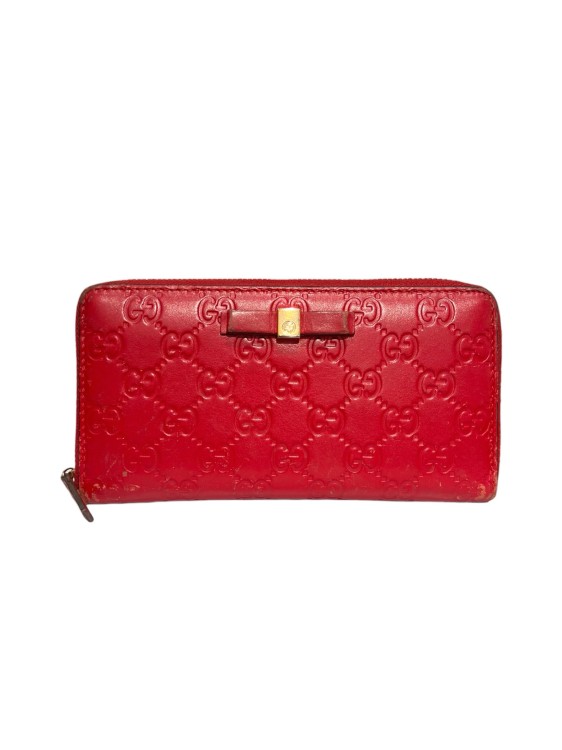 Shop Gucci Ssima Gg Leather Wallet Red