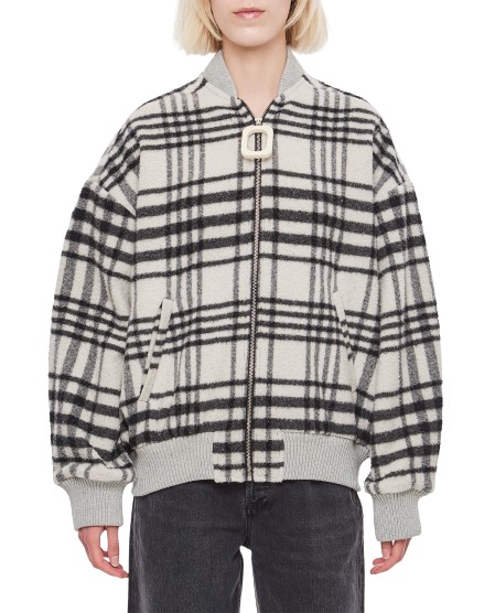Jw Anderson Check-print Bomber Jacket In Grey