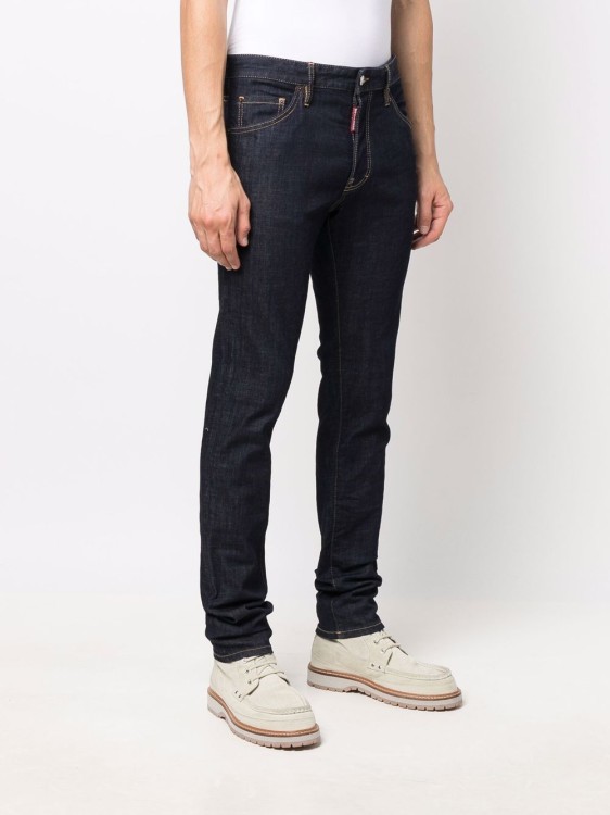 Shop Dsquared2 Blue Cotton Blend Logo Print Slim-fit Jeans In Black