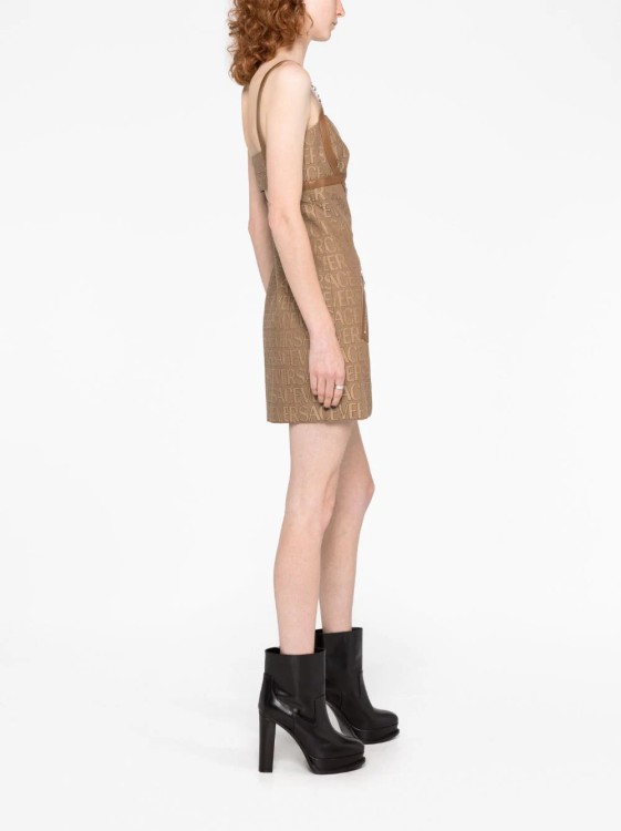 Shop Versace Brown Allover Jacquard Mini Dress