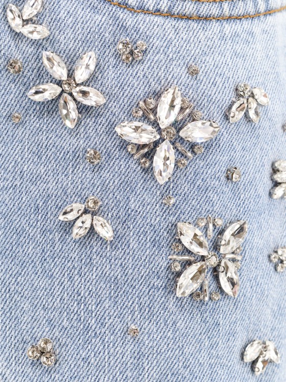 Shop Self-portrait Cotton Jeans With Jewel Application In Blue