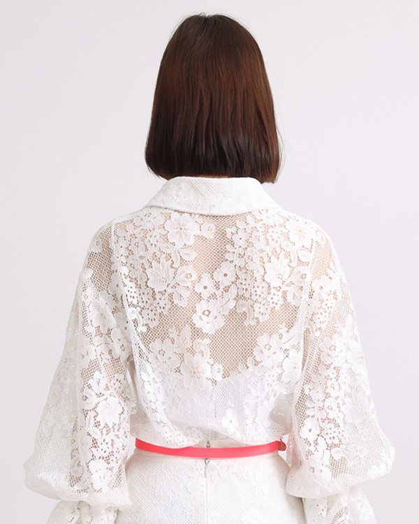 Shop Gemy Maalouf Fully Lace Shirt - Tops In White