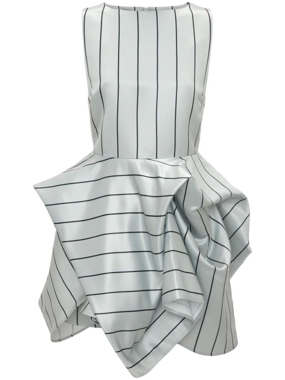 Shop Jw Anderson Gray Striped Mini Dress In Grey