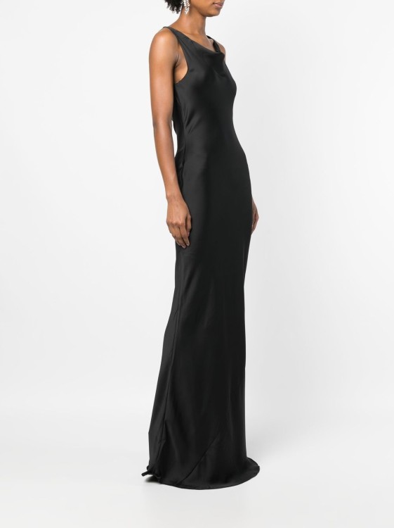 Shop Norma Kamali Cowl-neck Satin Gown In Black