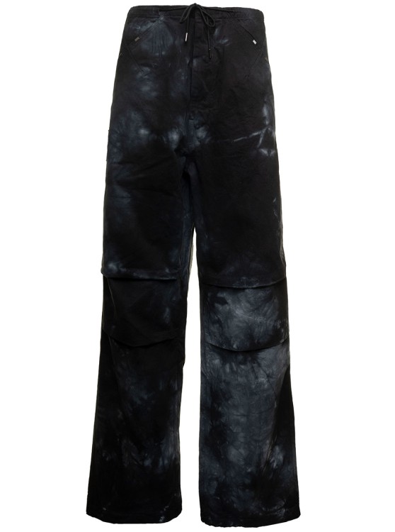 Shop Darkpark 'daisy' Black Oversized Tie-dye Pants In Gabardine
