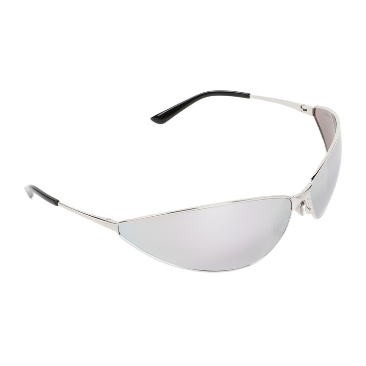 Balenciaga Razor Cat Silver Acetate Sunglasses In Metallic