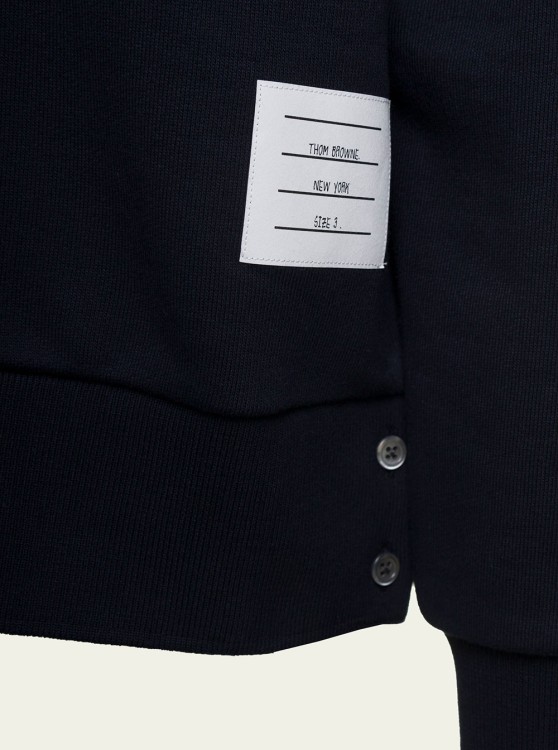 Shop Thom Browne Blue Crewneck Sweater With Logo Patch And Rwb Detail In Cotton In Black