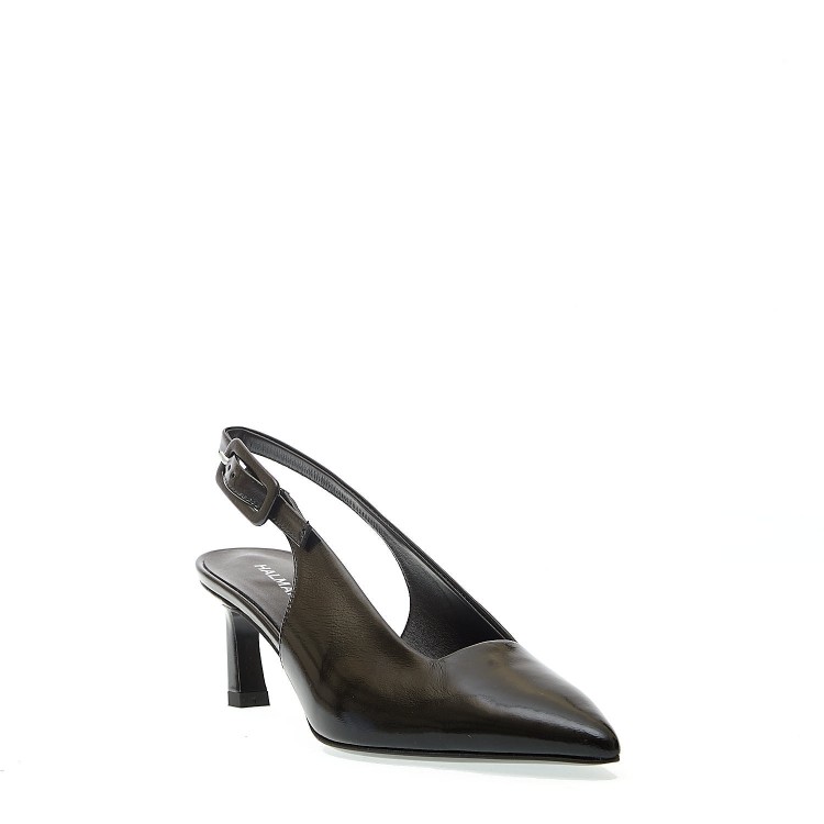 Halmanera Black Leather Slingback Heels Pumps In Black