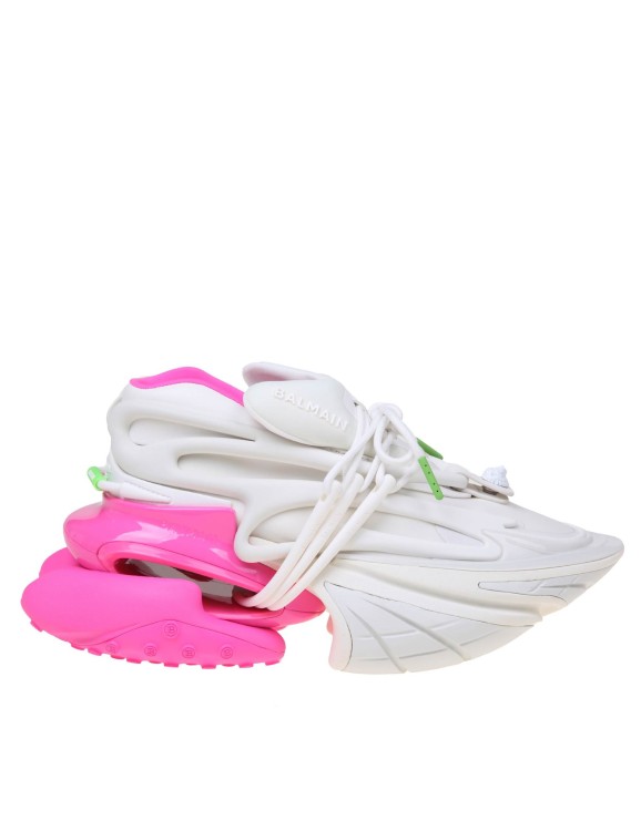 Balmain Unicorn Sneakers In Neoprene And Leather Color White And Pink In White