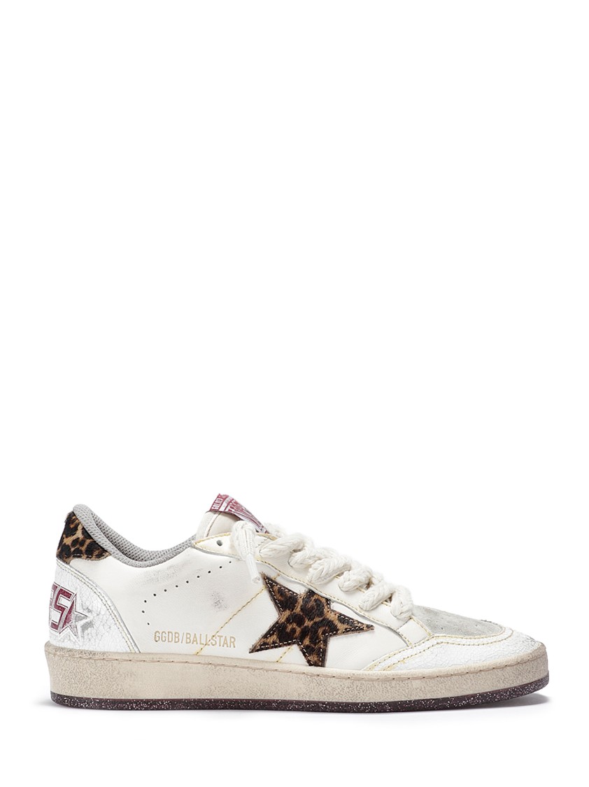 Golden Goose Ballstar Nappa Upper Leo Horsy Star And Heel Crack In White