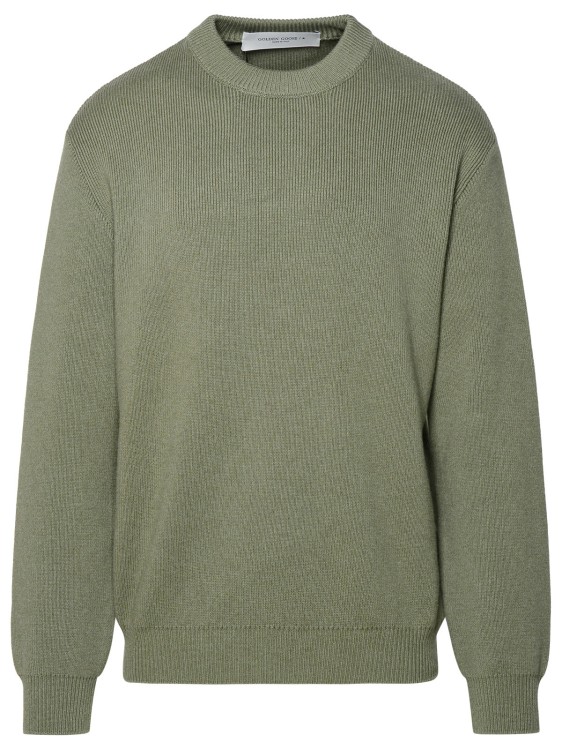 Shop Golden Goose Green Cotton Blend Sweater In Neutrals