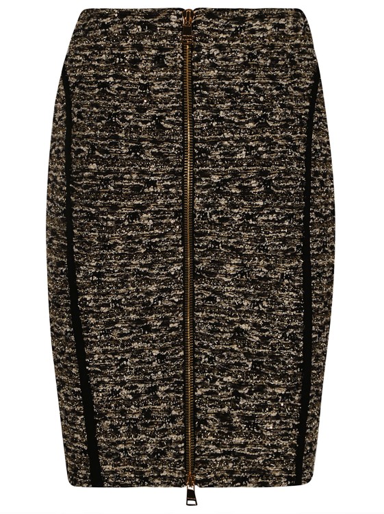 Shop Balmain Tweed Knee-length Skirt In Grey