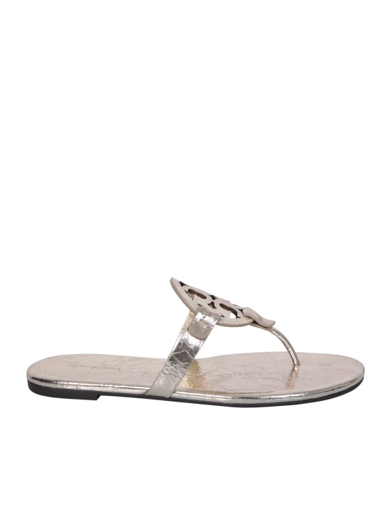 Shop Tory Burch Metallic Effect Sandals In Neutrals