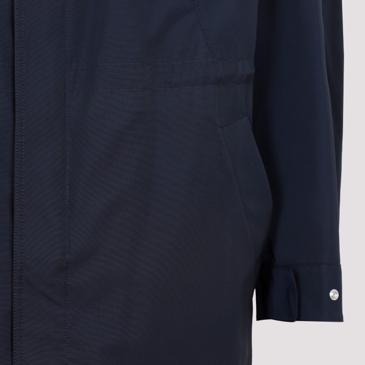 Shop Dior Blue Hooded Parka Coat In Black