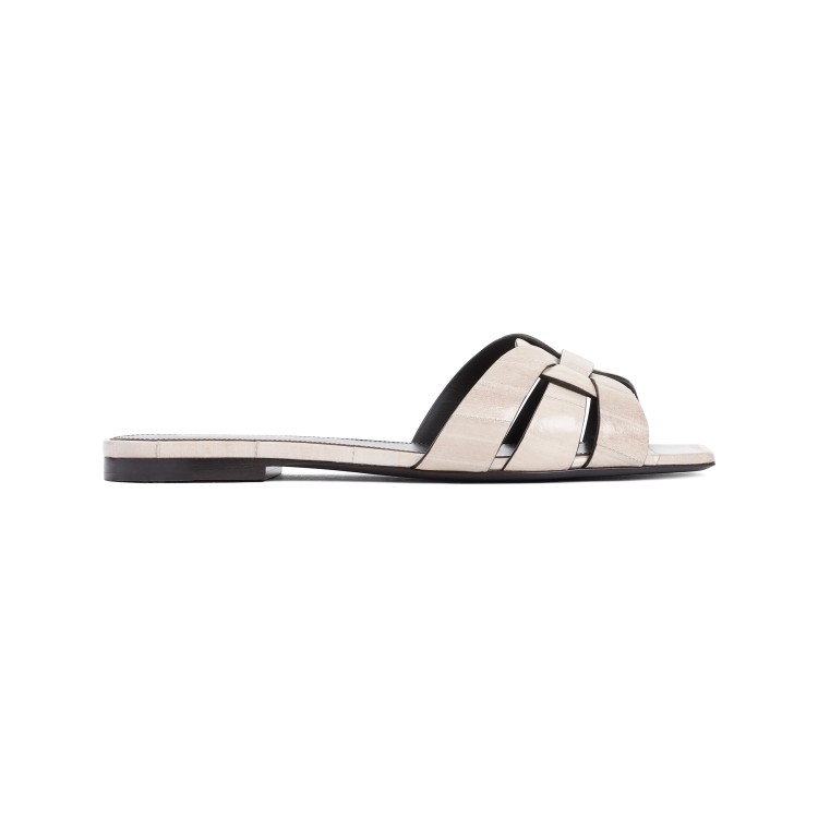 Shop Saint Laurent Tribute Ivory Leather Sandals In White