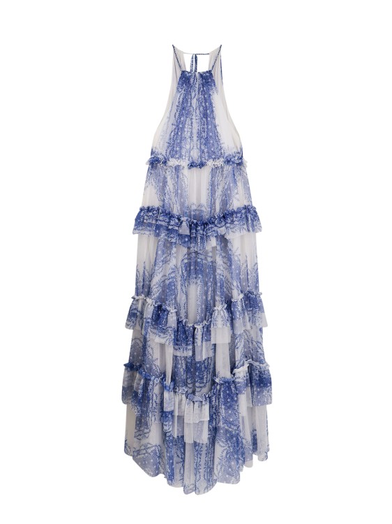 Shop Philosophy Di Lorenzo Serafini Multicolor Voile Long Dress In Blue