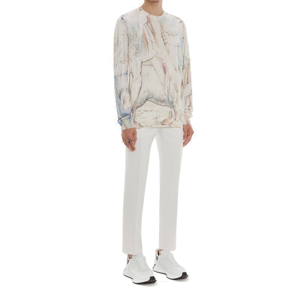 Alexander Mcqueen William Blake Dante Print Pullover Men In White
