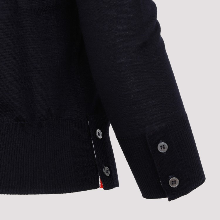 Shop Thom Browne Navy Wool Sweater In Black
