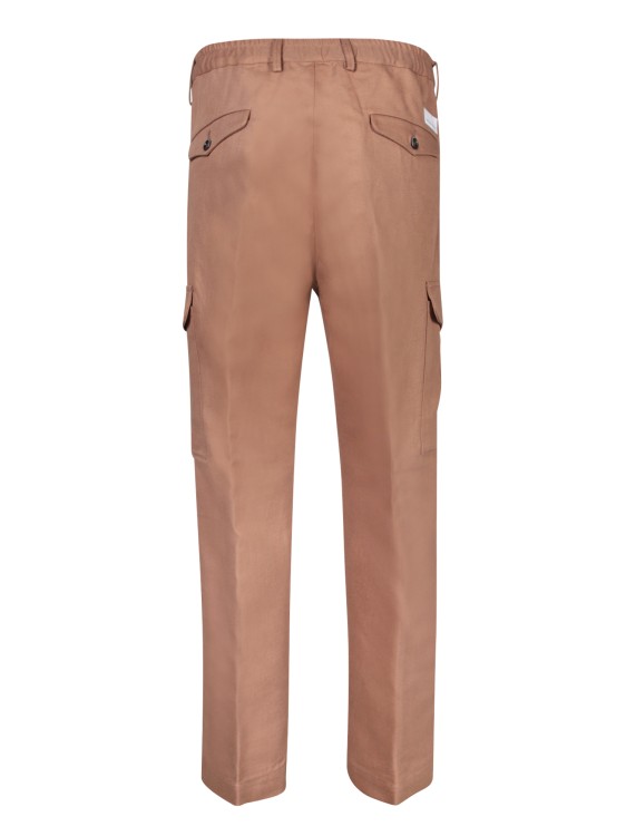 Shop Nine In The Morning Linen Cargo Trousers In Brown