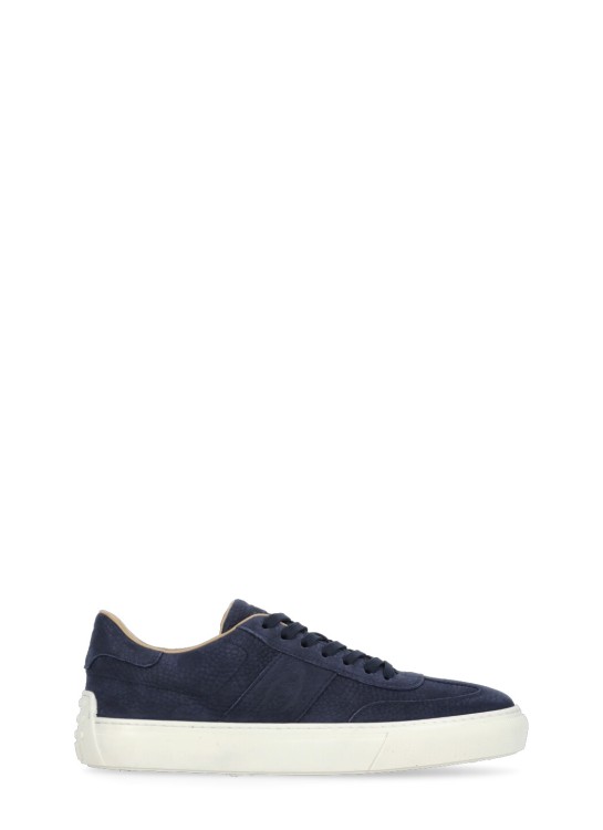 Shop Tod's Blue Pebbled Leather Sneakers In Black