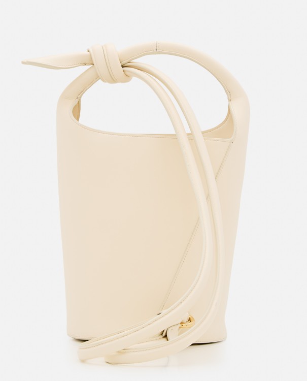 Shop Jacquemus Le Petit Tourni Leather Bucket Bag In White