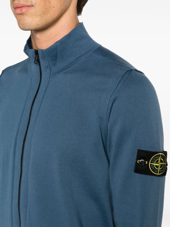 Shop Stone Island Compass-badge Zipped-up Cardigan In Blue