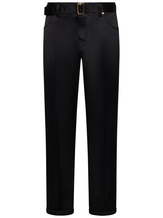 Shop Tom Ford Black Silk Satin Five-pocket Boyfriend-fit Trousers