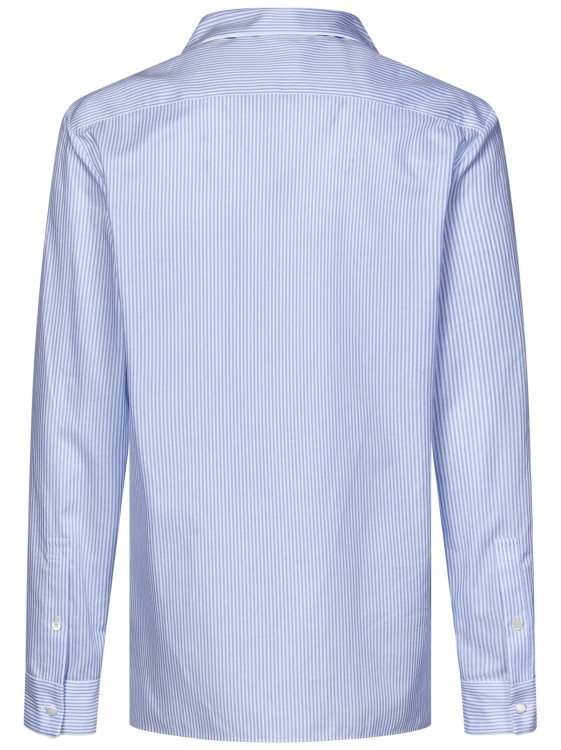 Shop Balmain Pajama-style White-striped Blue Cotton Poplin Shirt