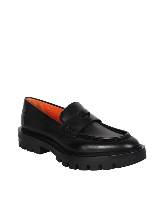 Shop Santoni Penny Loafer In  Leather. Robust Design With A Feminine Touch In Black