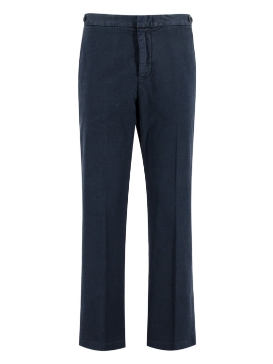 Shop Aspesi Navy Cotton Trousers In Blue
