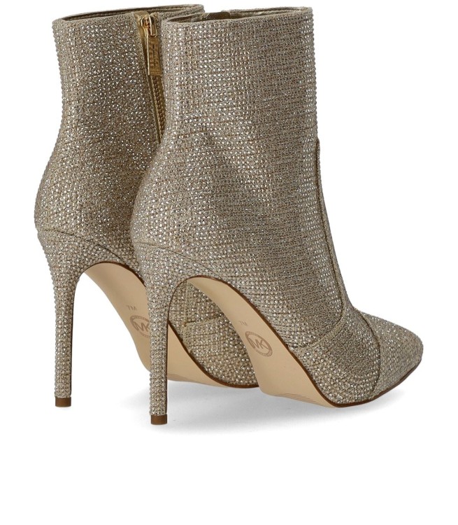 Shop Michael Kors Rue Strass Gold Heeled Ankle Boot In Brown