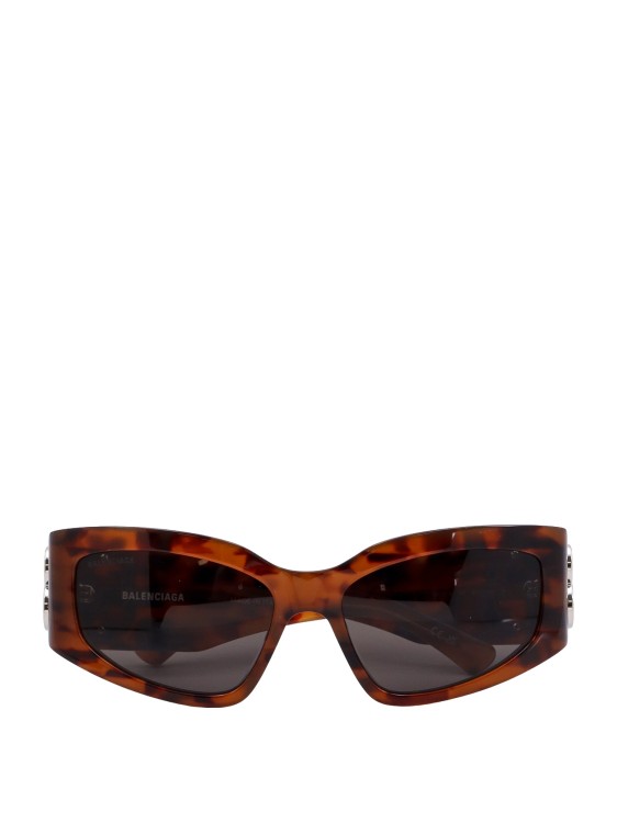 Balenciaga Bossy Cat Sunglasses With Logo Plate In Brown