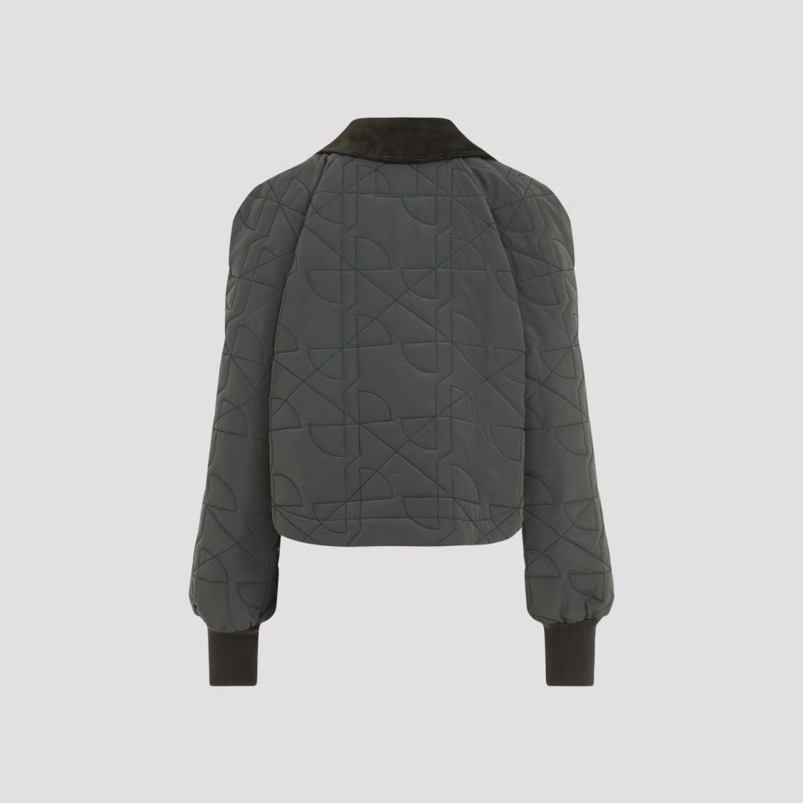 Patou Quilted Velvet Collar Cropped Blouson In Green