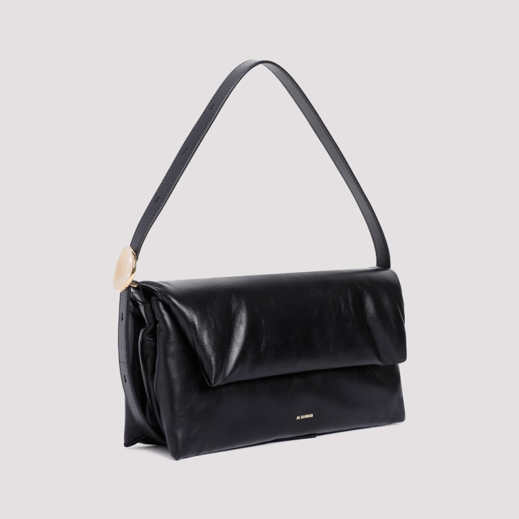 Shop Jil Sander Origami Black Nappa Calf Leather Shoulder Bag