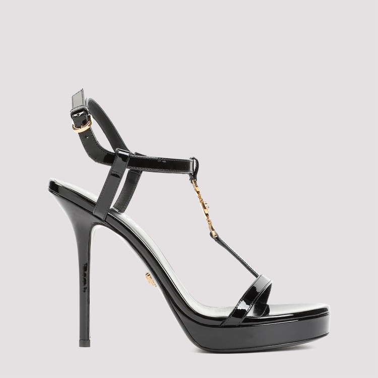 Shop Versace Black Patent Leather Medusa 95 Sandals