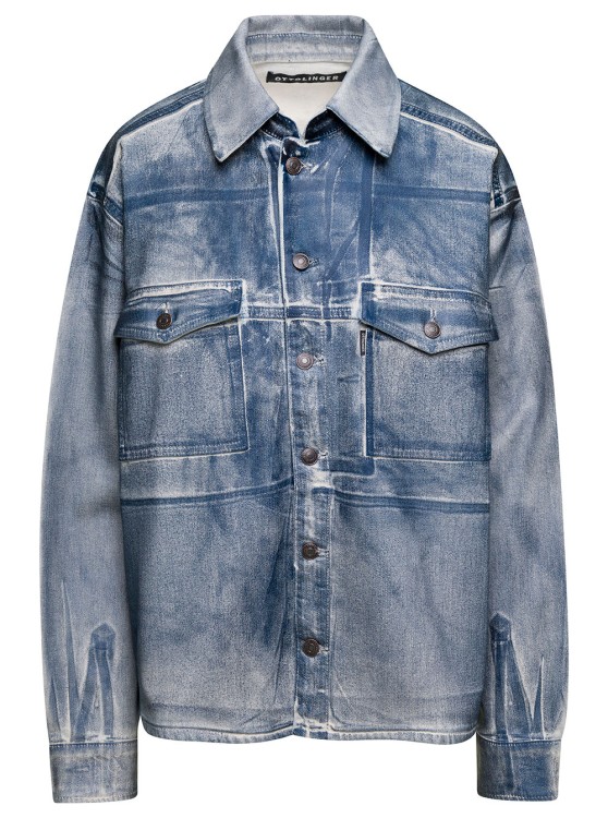 Shop Ottolinger Oversized Light Blue Jacket With Button Fastening And Faded Effect In Cotton Blend Denim