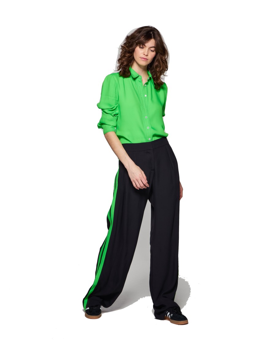 Serena Bute Boyfriend Trouser '24 - Black/bright Green In Black