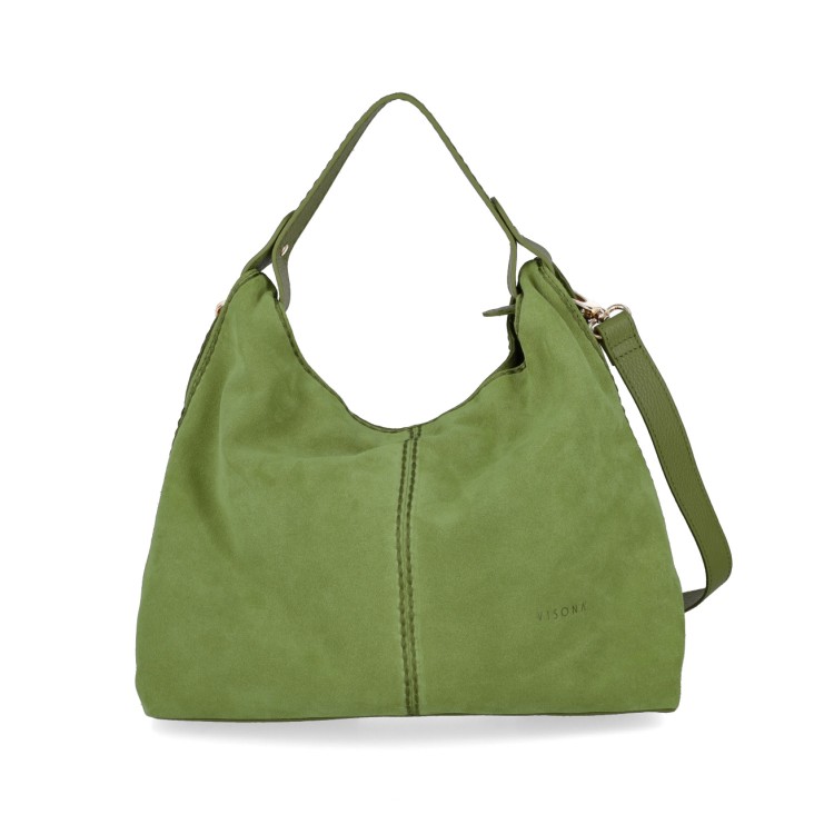Plinio Visona' Green Suede Leather Bag